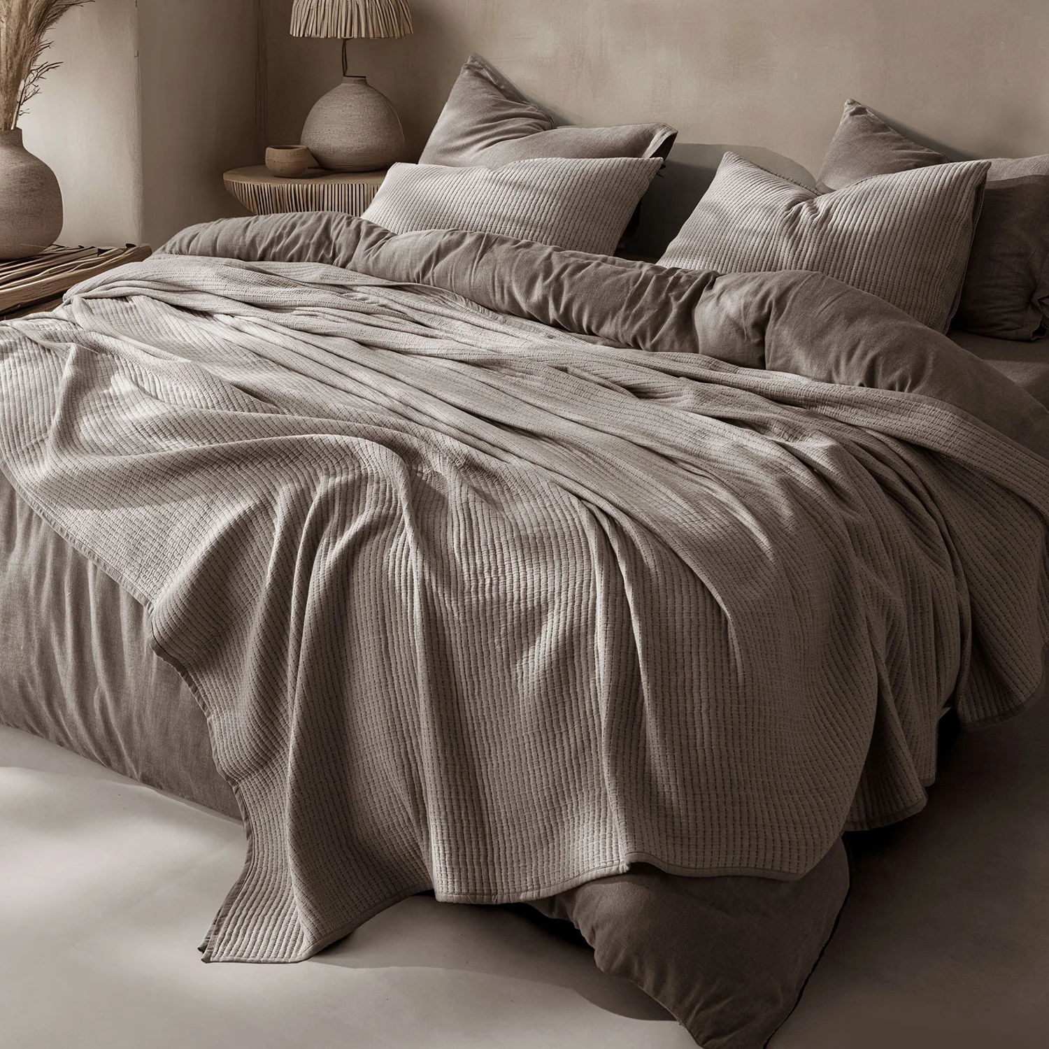 Linen Cotton Quilted Bed Spread Set – Lightweight All-Season Comfort - Image 13