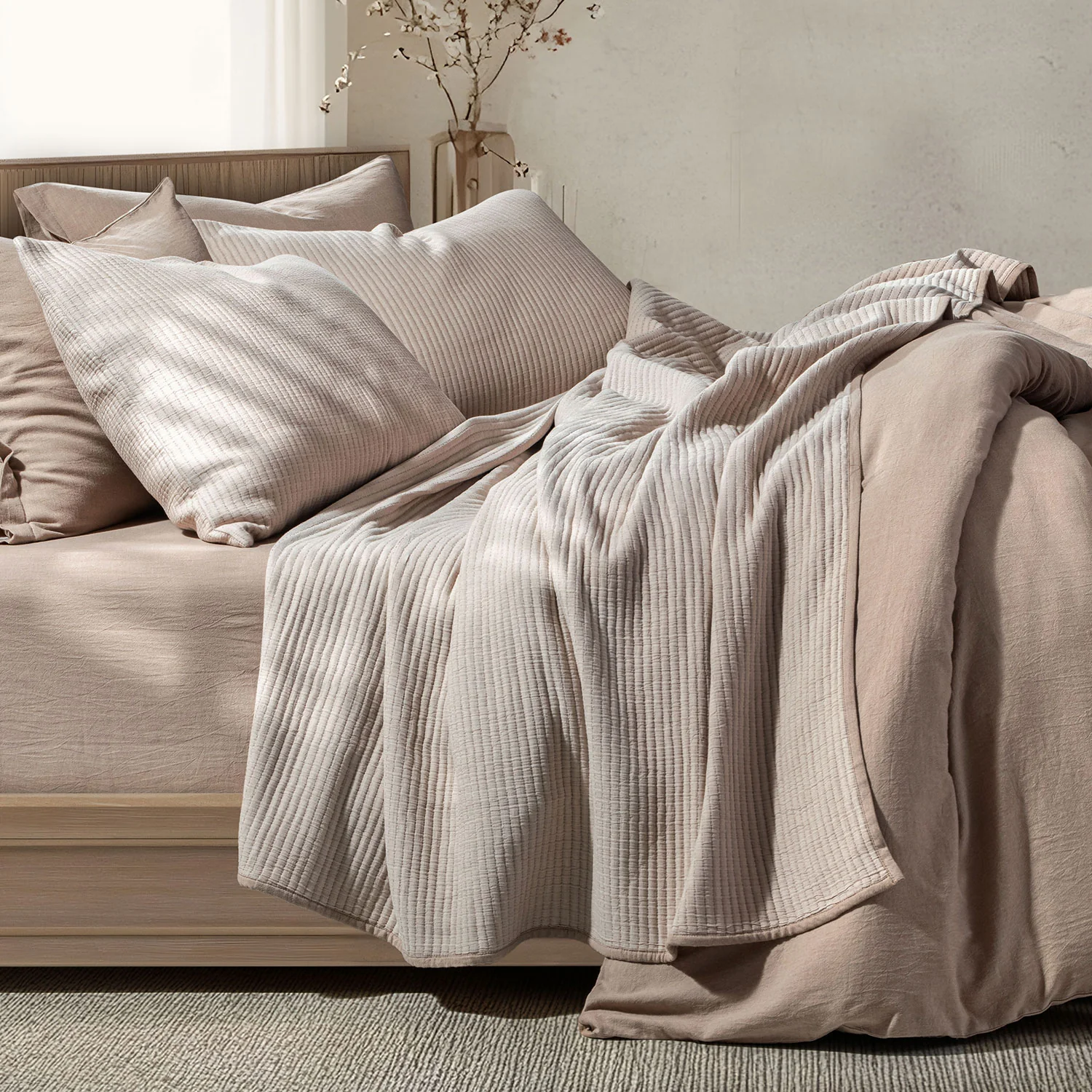 Linen Cotton Quilted Bed Spread Set – Lightweight All-Season Comfort - Image 17
