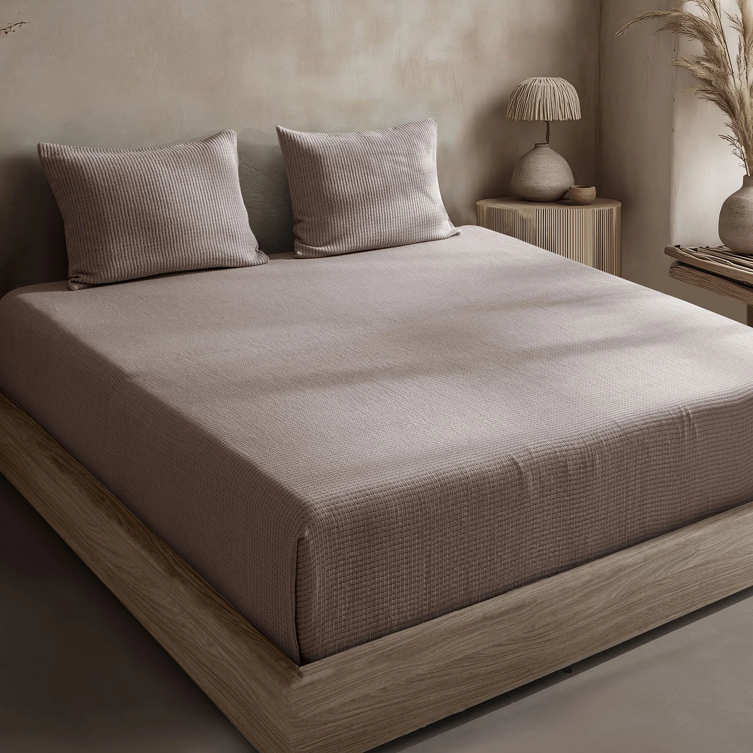 Linen Cotton Quilted Bed Spread Set – Lightweight All-Season Comfort - 3pcs Set - Image 20