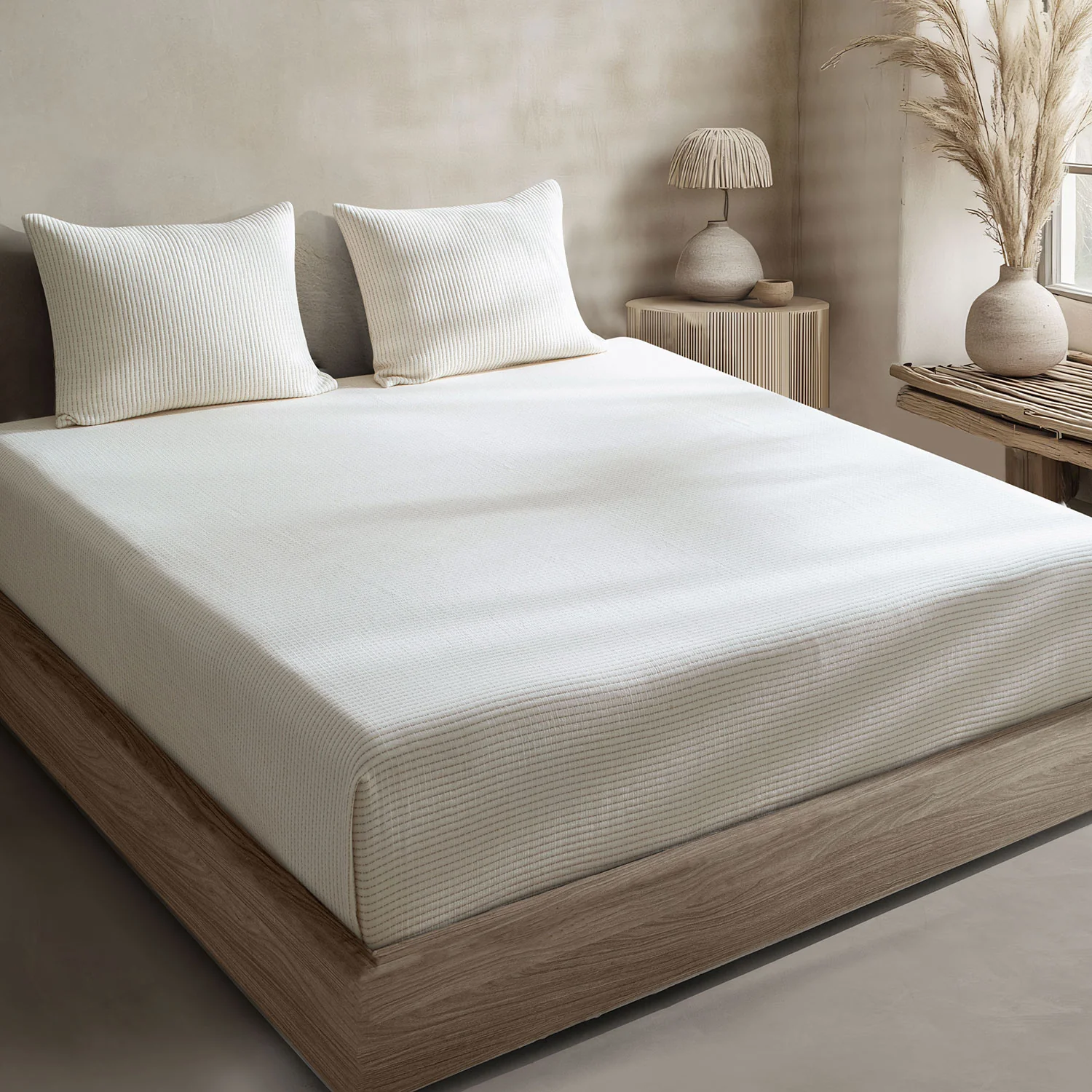 Linen Cotton Quilted Bed Spread Set – Lightweight All-Season Comfort - 3pcs Set - Image 3