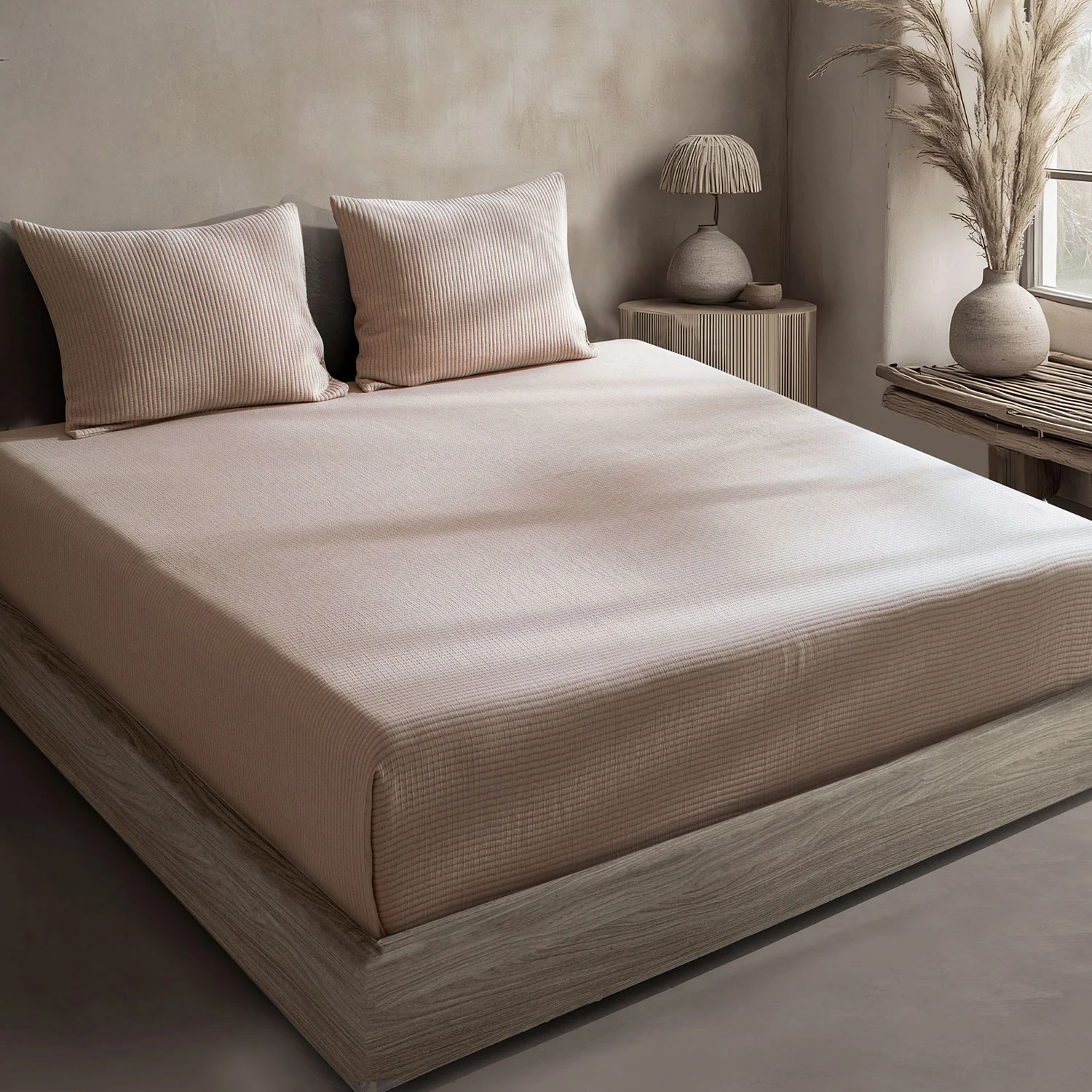 Linen Cotton Quilted Bed Spread Set – Lightweight All-Season Comfort - 3pcs Set - Image 8