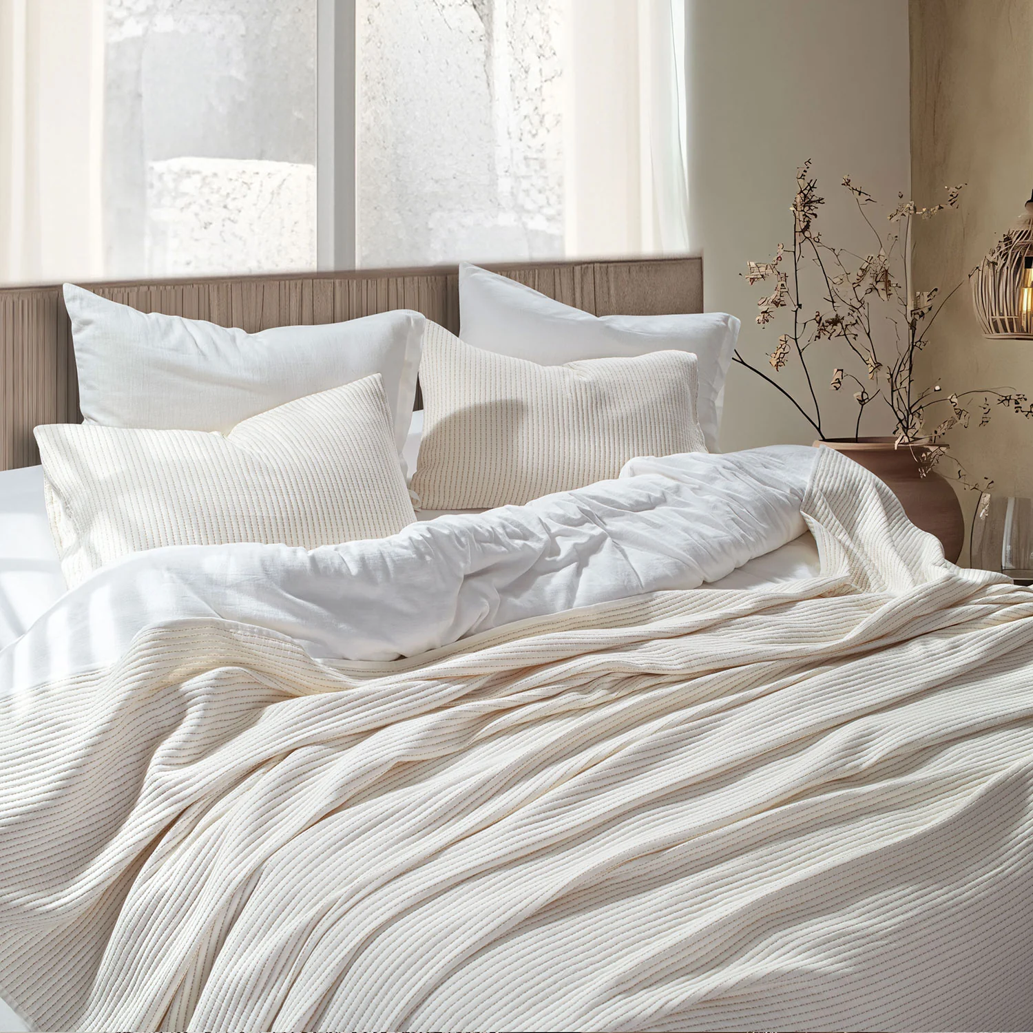 Linen Cotton Quilted Bed Spread Set – Lightweight All-Season Comfort - 3pcs Set - Image 5