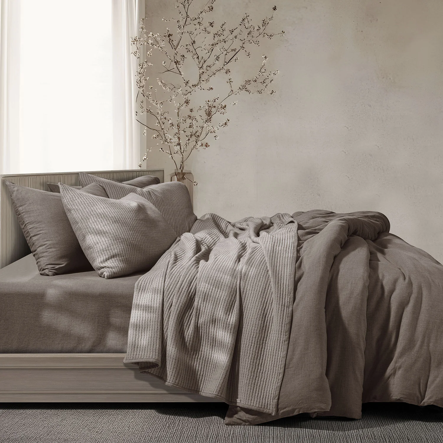 Linen Cotton Quilted Bed Spread Set – Lightweight All-Season Comfort - 3pcs Set - Image 19