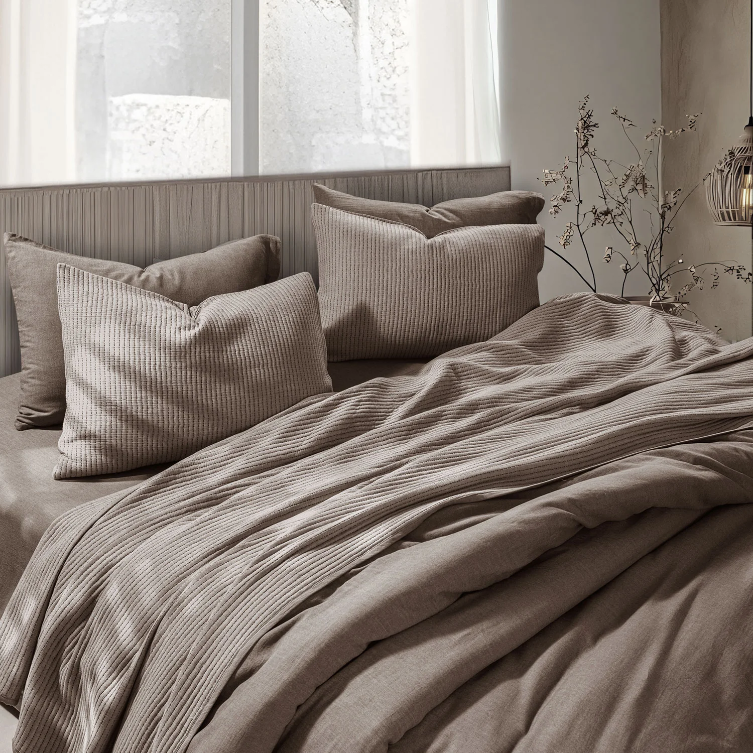 Linen Cotton Quilted Bed Spread Set – Lightweight All-Season Comfort - 3pcs Set - Image 23