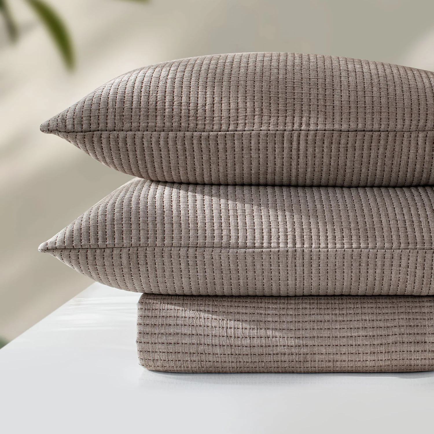 Linen Cotton Quilted Bed Spread Set – Lightweight All-Season Comfort - 3pcs Set - Image 21