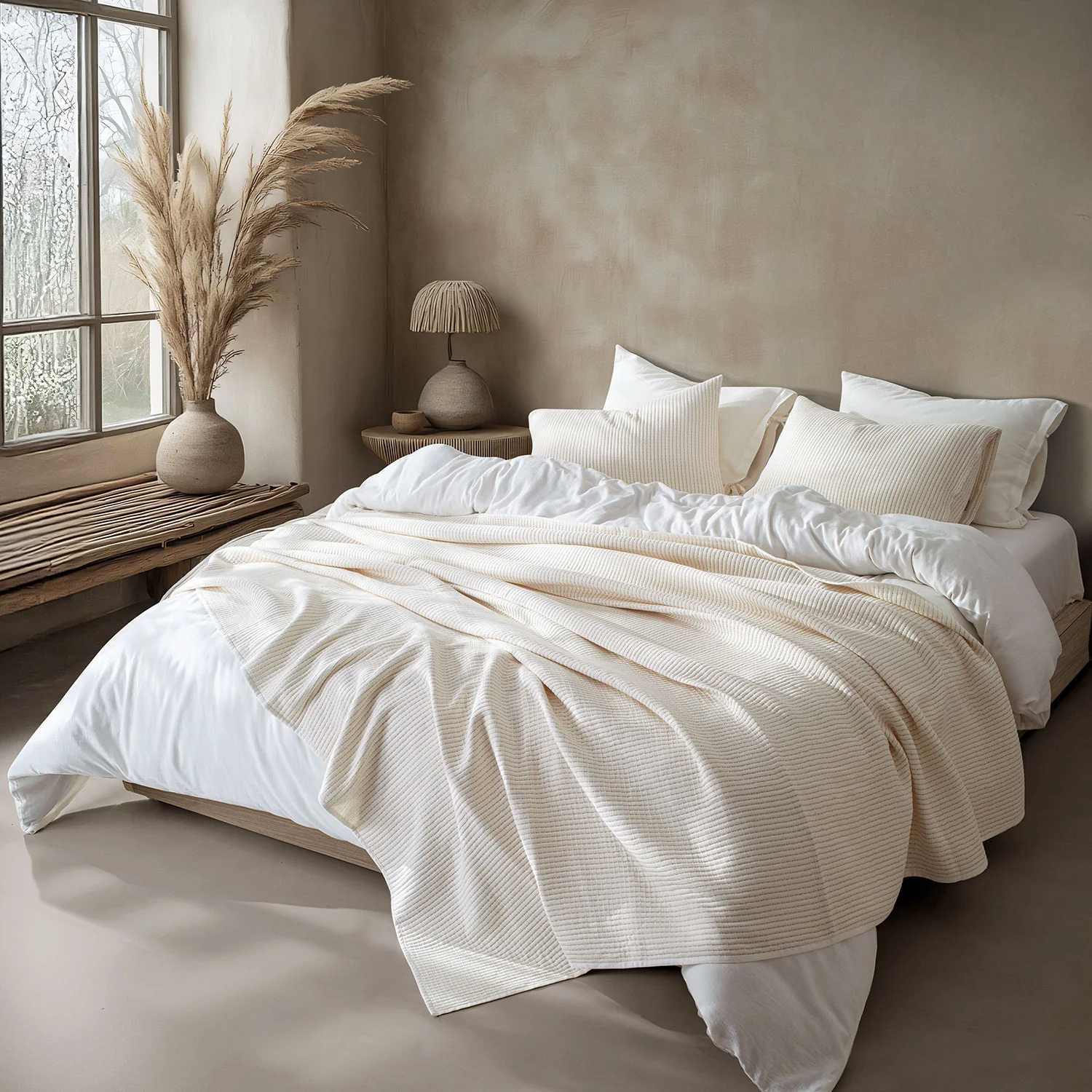 Linen Cotton Quilted Bed Spread Set – Lightweight All-Season Comfort - Image 9